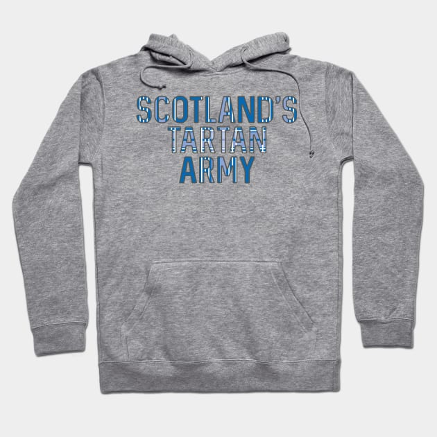 Scotland's Tartan Army, Scottish Saltire Flag Tartan, Scottish Football Slogan Design Hoodie by MacPean